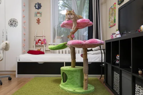 Miniatura 3 de KBSPETS Árbol floral de madera para gatos, torre de gato de madera, casa moderna para gatos, muebles de gato, regalo para gatos, condominio de lujo