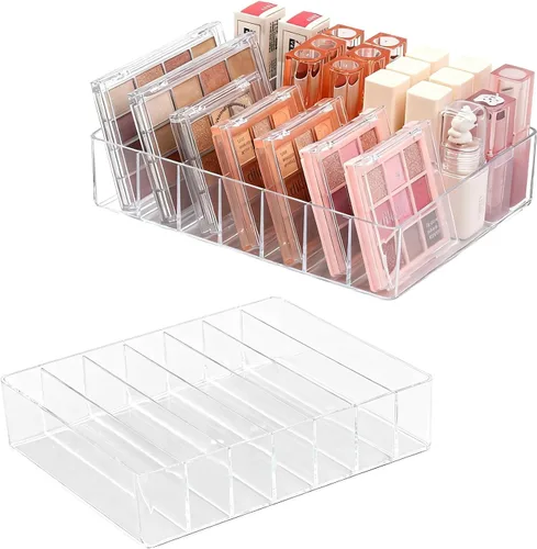 Miniatura 9 de Organizador de Maquillaje para Paleta de Sombras de Ojos y Organizador de Lápiz Labial, Organizador de Paleta de Maquillaje de 7 Secciones Divididas