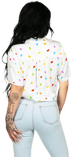 Miniatura 2 de Cute and Fun Rainbow - Camisas de botones para mujer corte con lazo frontal para verano y festivales