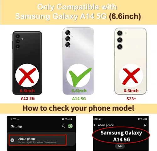 Miniatura 2 de Funda de teléfono para Samsung Galaxy A14 5G con diseño de mariposas para mujeres y niñas, diseño de mariposas chapadas en oro y azul oscuro