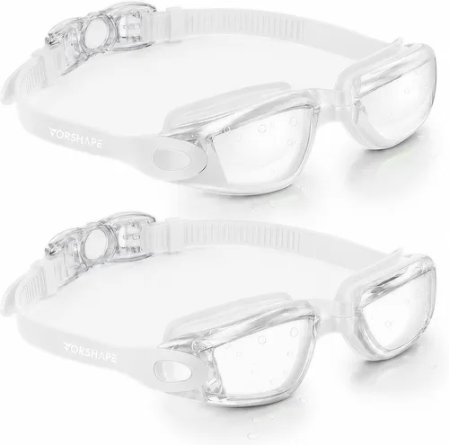 Miniatura 24 de Gafas de natación: paquete de 2 gafas de natación antivaho, sin fugas, protección UV, para adultos, hombres, mujeres, jóvenes Azul & blanco
