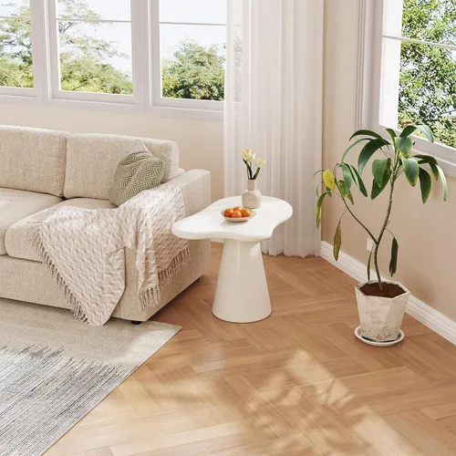 Miniatura 9 de Mesa auxiliar de forma irregular, mesa de cóctel moderna para sala de estar de espacio pequeño, mesa auxiliar con base de pedestal cónica, altura
