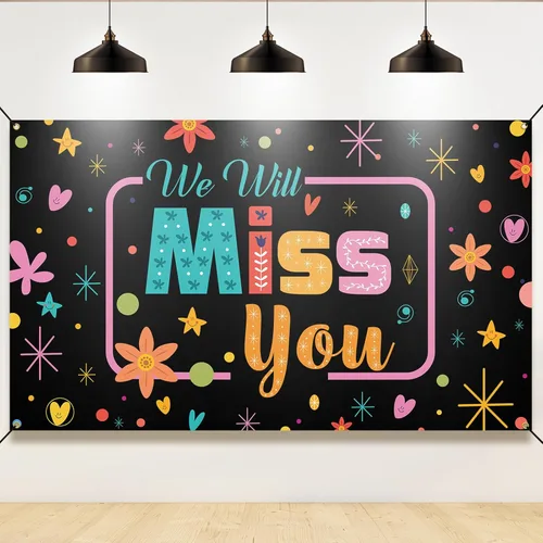 We Will Miss You - Telón de fondo, decoraciones de fiesta de despedida para cabina de fotos de despedida para graduación, adiós, decoraciones de