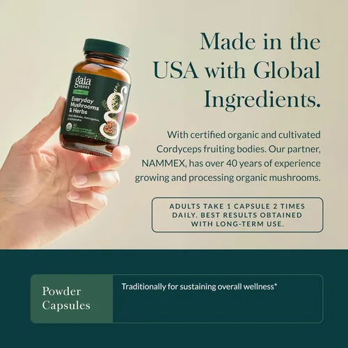 Miniatura 4 de Gaia Herbs Suplemento de apoyo inmunológico diario de hongos y hierbas para ayudar al bienestar general* - con curcumina de cúrcuma, astrágalo