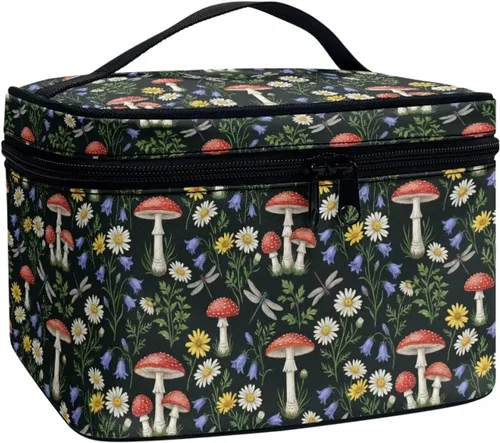 Miniatura 33 de 60S Groovy Hippie Flower Pink Pattern Travel Makeup Bags for Women Portable Tote Cosmetic Case with Carry Handle Toiletry Accessories Storage