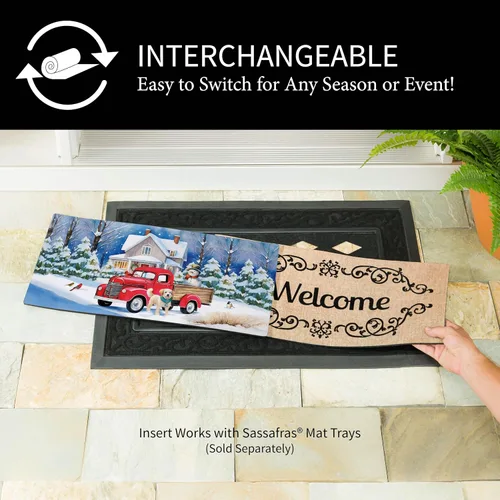 Miniatura 4 de Evergreen Flag Alfombrilla de interruptor navideño de sassafras de 22" x 10", tapete intercambiable para puerta delantera exterior, entrada