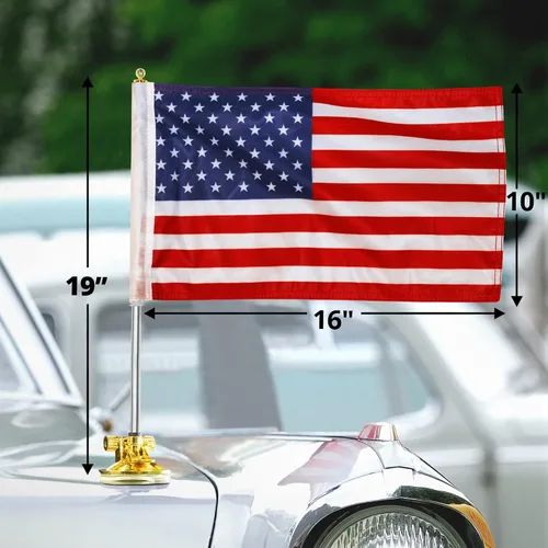 Miniatura 2 de Anley Bandera nacional de Estados Unidos y asta de bandera con soporte de succión de aire, estilo ventosa al aire libre para automóvil, camión