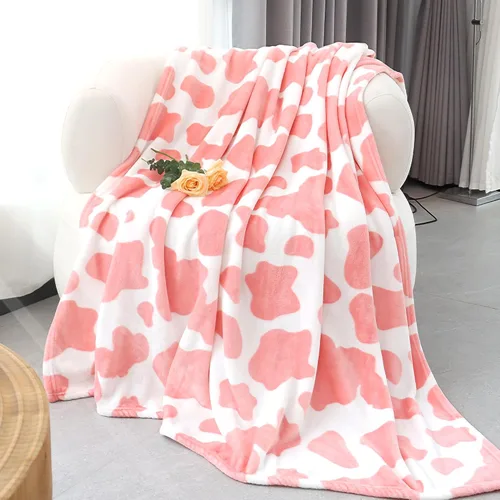 Miniatura 5 de Manta ligera de forro polar suave rosa, manta pequeña y cálida para cama Manta vaquera-rosa