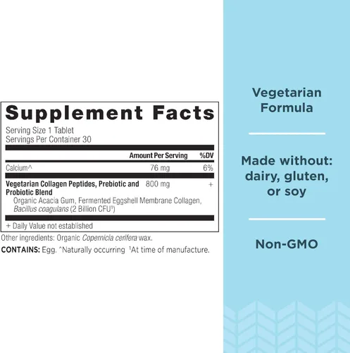 Miniatura 2 de Ancient Nutrition Péptidos de colágeno vegetarianos, tabletas de péptidos de colágeno, colágeno con prebióticos y probióticos, apoya la piel