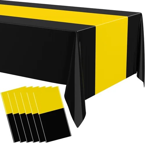 Miniatura 10 de Oudain 3 piezas de manteles de plástico desechables de 54 x 108 pulgadas para mesas rectangulares, manteles impermeables para Halloween, baby Negro