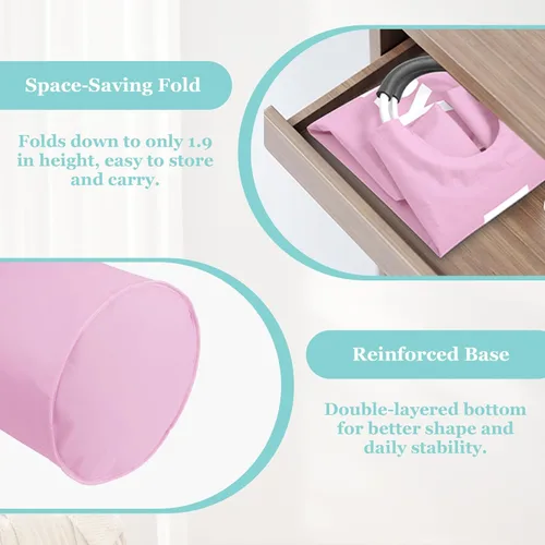 Miniatura 4 de WOOHA Cesta de lavandería grande de 115 litros, cesta plegable para ropa, cestas altas de tela plegables para dormitorio, armario, baño, Rosa