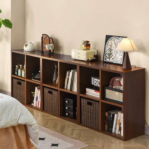 Miniatura 12 de IRONMIX Organizador de almacenamiento de 5 cubos de metal, estantería corta negra, soporte de TV para televisores de hasta 40 pulgadas, centro
