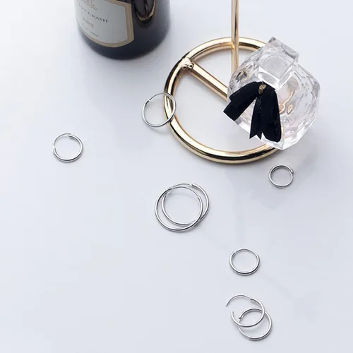 Miniatura 6 de Aretes de aro de plata para cartílago, pequeño, para mujeres, hombres, niñas, 3 pares de aretes de plata esterlina 925, hipoalergénicos, Tragus