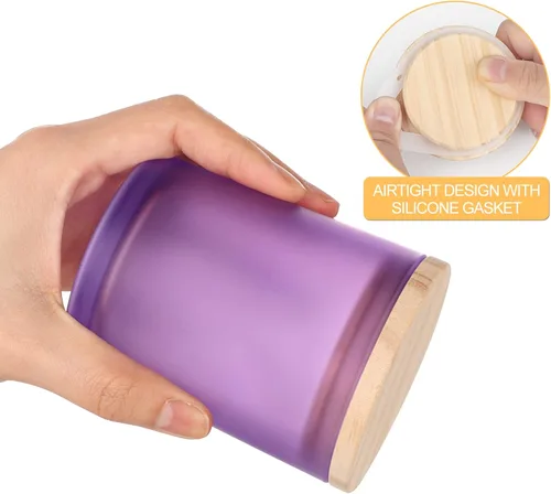 Miniatura 2 de SHOWIN Tarros Gruesos para Velas para Hacer Velas 16 Pzas, 7 OZ Tarros Vacíos con Tapas de Madera para Hacer Velas, Contenedor de Muestra, Morado
