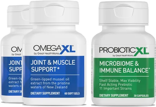 Miniatura 10 de OmegaXL Potente suplemento de apoyo para articulaciones y músculos (60 unidades) y Probiótico XL - PreforPro, DE111, estable en estante - Promueve