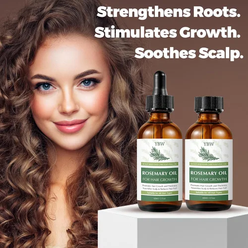 Miniatura 6 de YBW Aceite de romero para el crecimiento del cabello, aceite orgánico para el cabello de romero con biotina, ricino y jojoba, fortalece, nutre