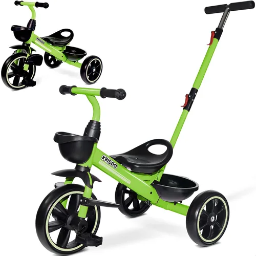 Miniatura 10 de KRIDDO Triciclo 2 en 1 para niños de 18 meses a 5 años de edad, mango de empuje extendido para empujar sin esfuerzo, triciclo de regalo para niños
