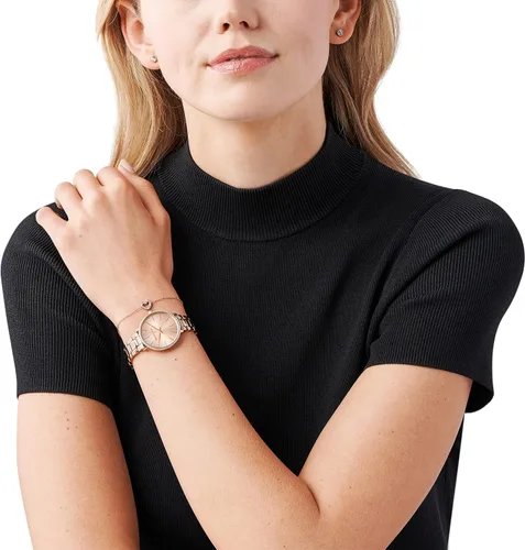 Miniatura 4 de Michael Kors Mini reloj Pyper de dos manos de acero inoxidable para mujer MK4588 - Reloj de malla de acero inoxidable de dos manecillas