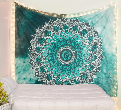 Miniatura 4 de Popular Handicrafts Tapiz para colgar en la pared, diseño de mandala hippie, bohemio, hippie, intrincado, indio, colcha, 54 x 60 pulgadas