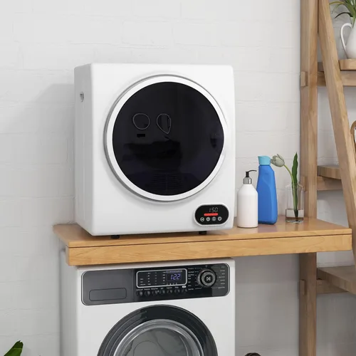 Miniatura 2 de HOMCOM Secadora de ropa portátil, secadora de ropa compacta con tambor de acero inoxidable de 1.5 pies cúbicos, secado inteligente, secadora