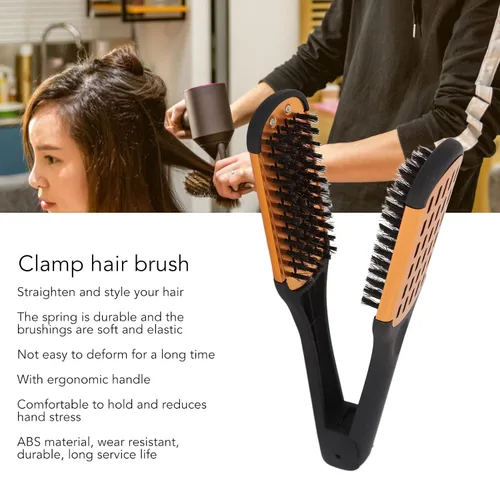 Miniatura 2 de Cepillo para el cabello, pinzas para el cabello, elasticidad de resorte, alisador de cabello, suave, transpirable, doble cara, cepillo plano