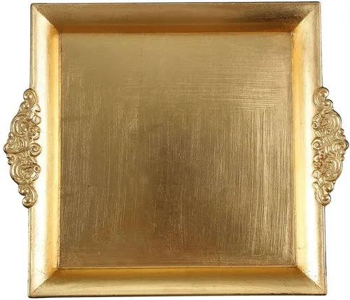 Miniatura 6 de Efavormart - 2 bandejas cuadradas de plástico decorativas doradas de 10 pulgadas con bordes en relieve para bodas, fiestas de cumpleaños