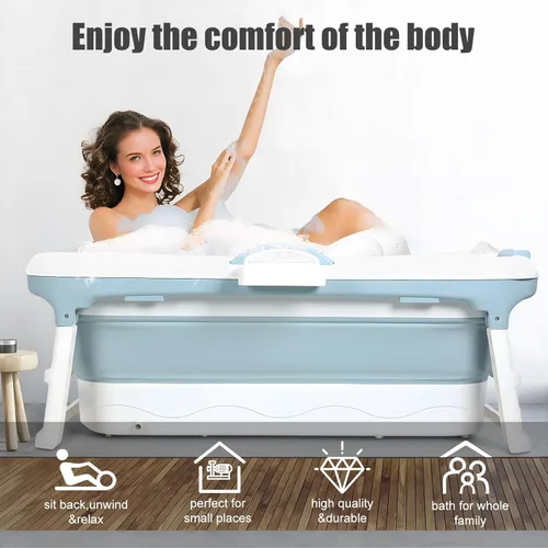 Miniatura 8 de Bañera portátil para adultos, bañera plegable grande de 46 pulgadas, bañera plegable reutilizable independiente, baño caliente, baño de hielo