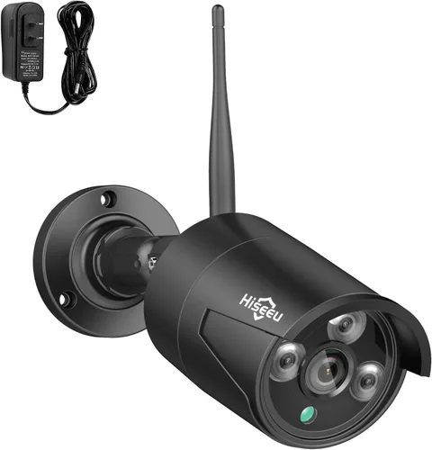 Miniatura 7 de Hiseeu - Cámara adicional de 2 paquetes 5MP de cámara de seguridad inalámbrica para exteriores, lente de 3.6mm impermeable para interiores