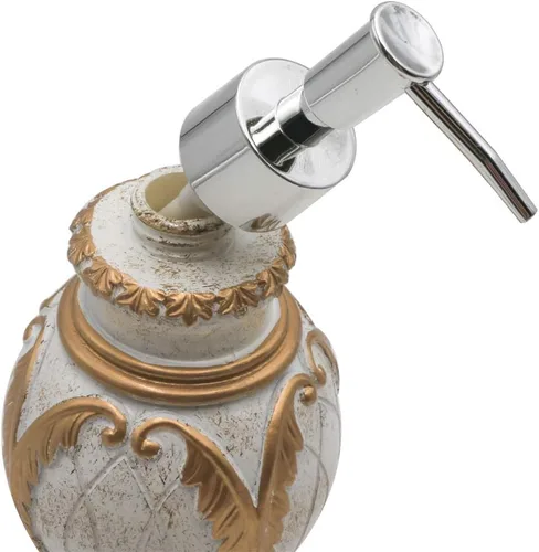 Miniatura 5 de LUANT Juego de accesorios de baño de 4 piezas, incluye vaso, soporte para cepillo de dientes, jabonera y dispensador de jabón, blanco con dorado