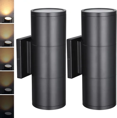 Miniatura 11 de LEONLITE Lámpara de pared LED cilíndrica de 12 pulgadas, 5CCT, para exteriores, 120-277 V, regulable, de aluminio, impermeable, de alta gama, lista