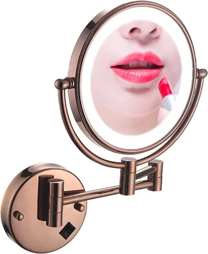 Miniatura 10 de Espejo de maquillaje de pared de 8 pulgadas con luces, espejo de maquillaje iluminado para baño 360 giratorio, espejos de tocador extensibles