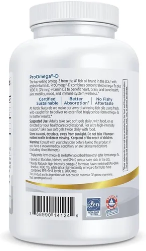 Miniatura 6 de Nordic Naturals ProOmega-D, sabor a limón, 180 geles blandos, 1280 mg de omega-3 + 1000 UI D3, aceite de pescado de alta potencia, EPA y DHA, salud