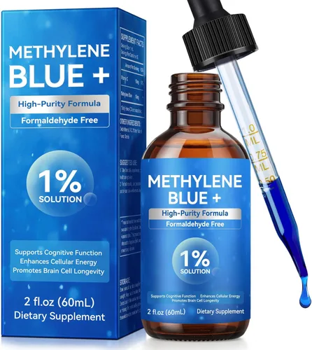 Azul de metileno grado farmacéutico, solución azul de metileno al 1% para la salud cerebral humana y apoyo energético, pureza ultra alta, botella de