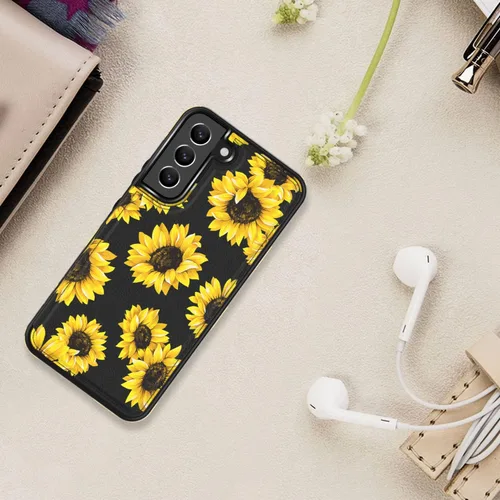 Miniatura 7 de LETO Funda para Galaxy S21 FE, Funda de Cartera de Cuero con Tapa Tipo Folio con Diseños de Flores de Moda para Niñas y Mujeres, con Ranuras