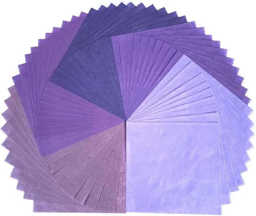 50 hojas de papel de fibra natural de morera de 6 x 6 pulgadas, papel cuadrado para origami, papel para manualidades, papel para plegado, papel para
