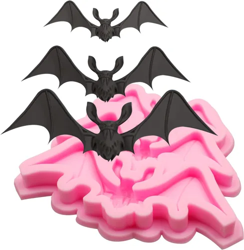 Miniatura 8 de Moldes de silicona fantasma para Halloween, 3 paquetes de moldes de fondant de murciélago para fiesta de Halloween, decoración de cupcakes, molde