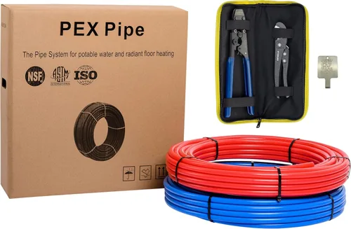 Miniatura 10 de EFIELD Tubo Pex-b de 1/2 pulgada y 2 x 100 pies (200 pies), para agua potable, agua fría y caliente, accesorio de latón, herramienta de abrazadera