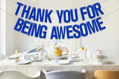 Miniatura 6 de Cartel de agradecimiento por ser impresionante con purpurina azul, pancarta con texto en inglés "We Will Miss You", cumpleaños, para jubilación