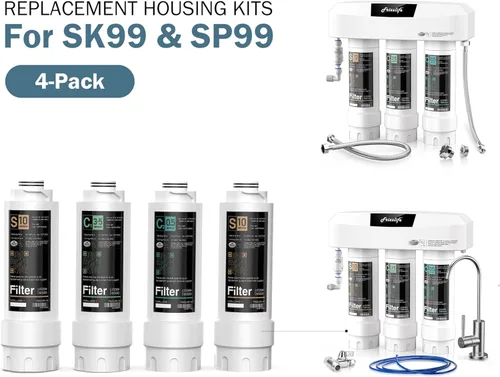 Miniatura 2 de Frizzlife SKP-HF Kits de carcasa de repuesto (paquete de 4) con cartuchos de filtro en el interior para sistema de filtro de agua debajo
