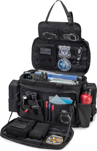 Trunab Patrol Bag - Organizador de asiento delantero de coche para policía, bolsa de servicio militar con funda para laptop de 15.6 pulgadas,