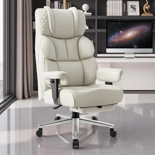 Miniatura 14 de BestGlory Silla de escritorio de oficina, silla grande y alta de cuero para juegos con reposapiés, amplia, ergonómica, cómoda, silla ejecutiva