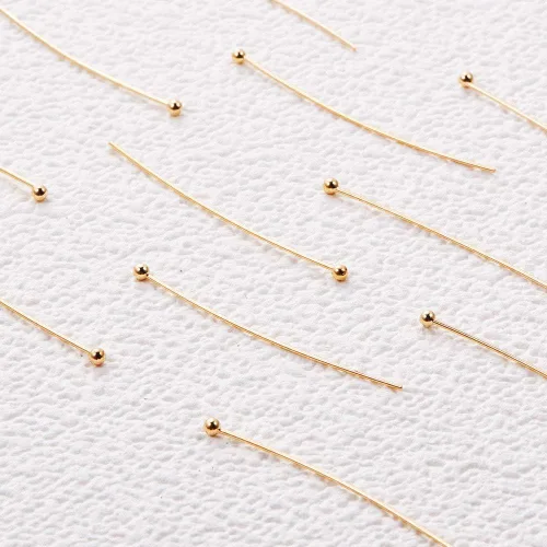 Miniatura 6 de BENECREAT 100 pines de bola chapados en oro real de 18 quilates, calibre 22, para hacer joyas de bricolaje, 1.4 pulgadas de largo