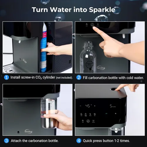 Miniatura 8 de iSpring Fabricante de agua con gas con filtro de agua de ósmosis inversa UV, caliente y fría para encimera, eliminación de PFAS y TDS, monitor TDS