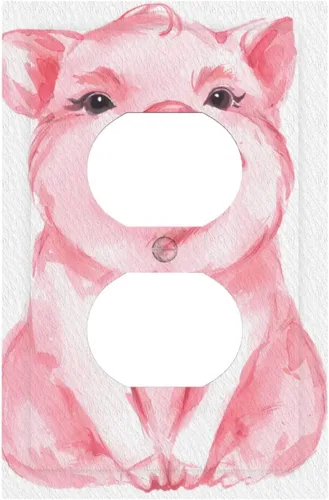 Miniatura 2 de Cubierta de interruptor de luz dúplex de 1 banda con diseño de animales rosados, diseño de cerdo divertido, placa frontal eléctrica, placa de Placa