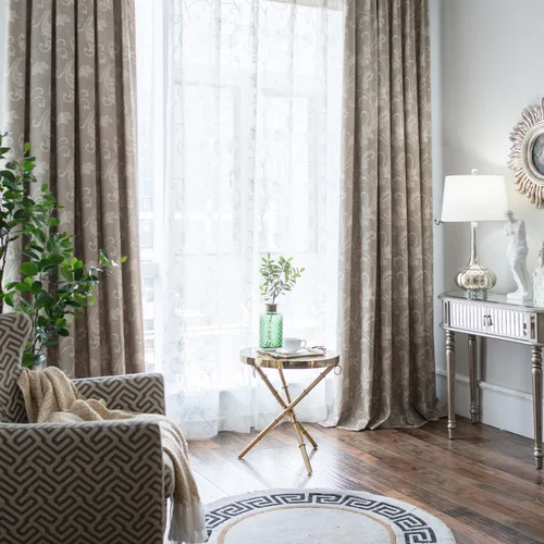 Miniatura 28 de VOGOL - Cortinas de 2 paneles con ramas bordadas de lino sintético con ojales, cortinas para dormitorio/sala de estar, paneles de tratamiento