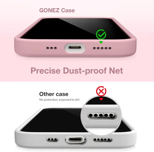 Miniatura 671 de GONEZ Funda de silicona para iPhone 15 Pro Max, compatible con Magsafe, protector de cámara + protector de pantalla, forro de microfibra suave