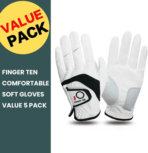 Miniatura 2 de FINGER TEN Guantes de golf para hombre, paquete de 5 unidades para mano izquierda y derecha, cómodos, suaves y con agarre para todo tipo de clima
