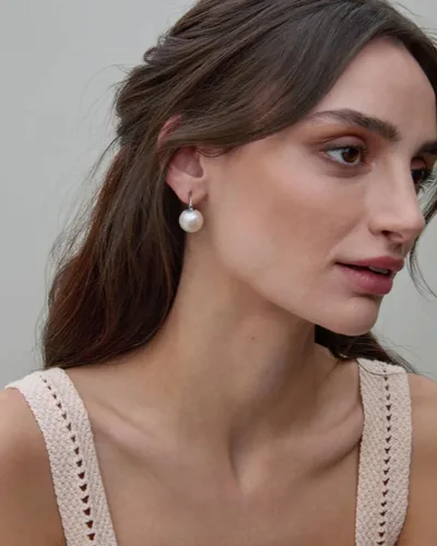 Miniatura 59 de Aretes colgantes de plata de ley 925 seleccionados a mano AAA+ de 7.5 a 0.315 in con perlas cultivadas de agua dulce blancas para mujer