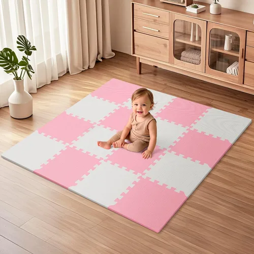 Miniatura 13 de 36 piezas de tapete de juego para bebé para el piso, azulejos de espuma para niños con entrelazado, alfombra de rompecabezas de espuma cuadrada