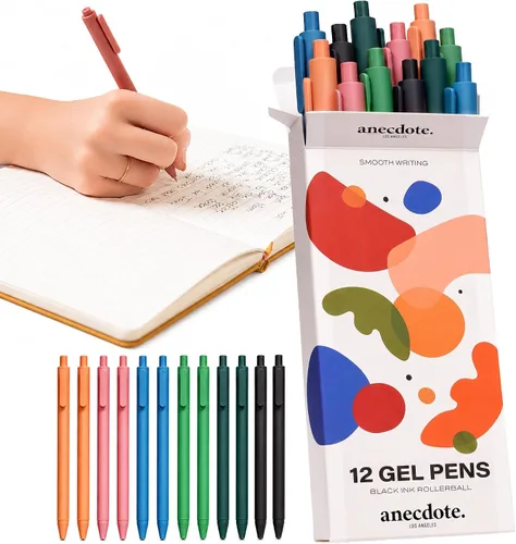 Miniatura 8 de ANECDOTE. Journaling Pens Set (6 Pack) Black Ink Planner Pens, Fine Point Pens (0.5mm) Cute Journal Accessories, Retractable Gel Pen Set, Smooth